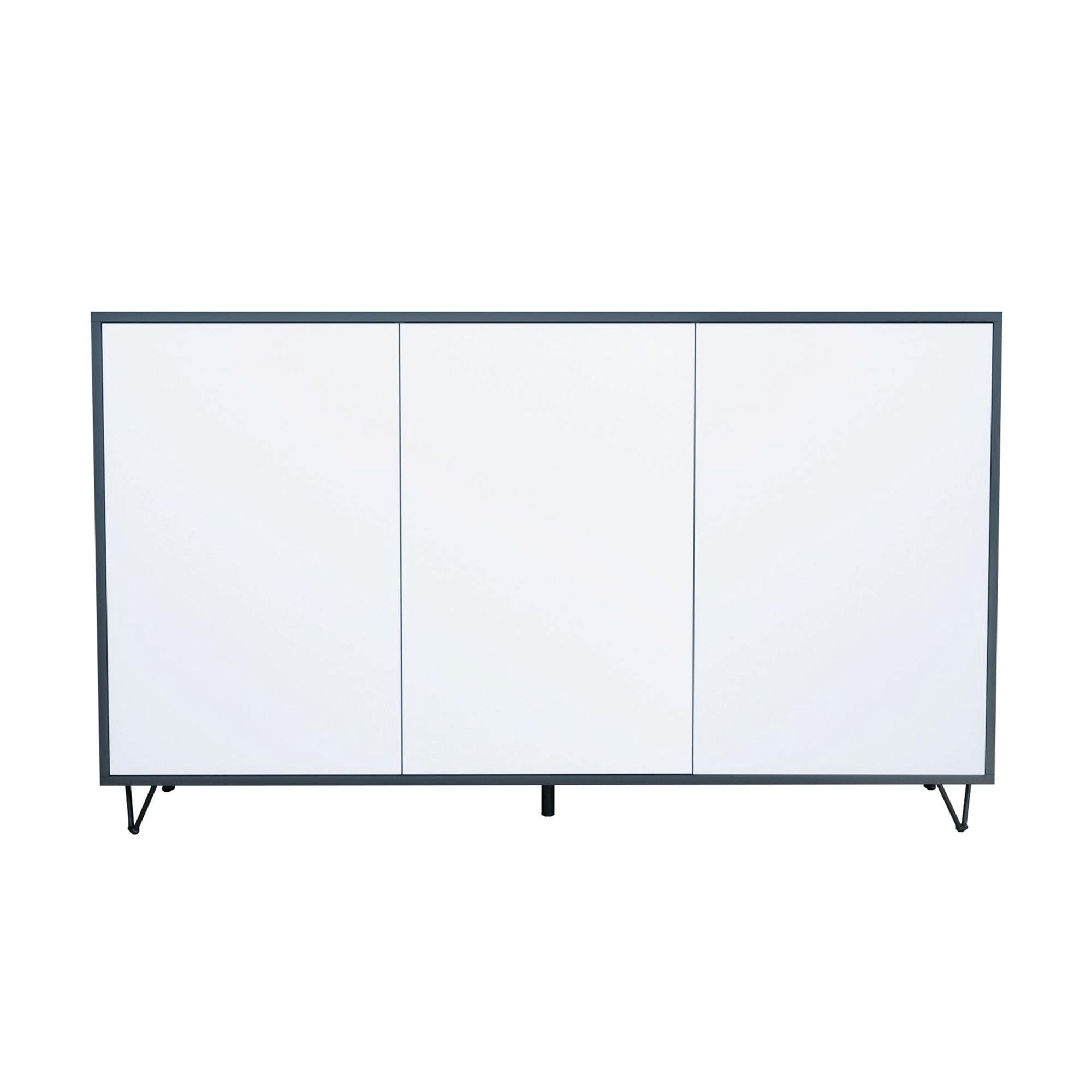 SIDEBOARD Elisa, Kommode mit Push-to-Open, Made in Germany, Moderner Schrank, Anthrazit matt/Weiß matt (152,5 x 90,5 x 37 cm) - Weiß, Holzwerkstoff (152.5/90.5/37cm) - InnoFurn