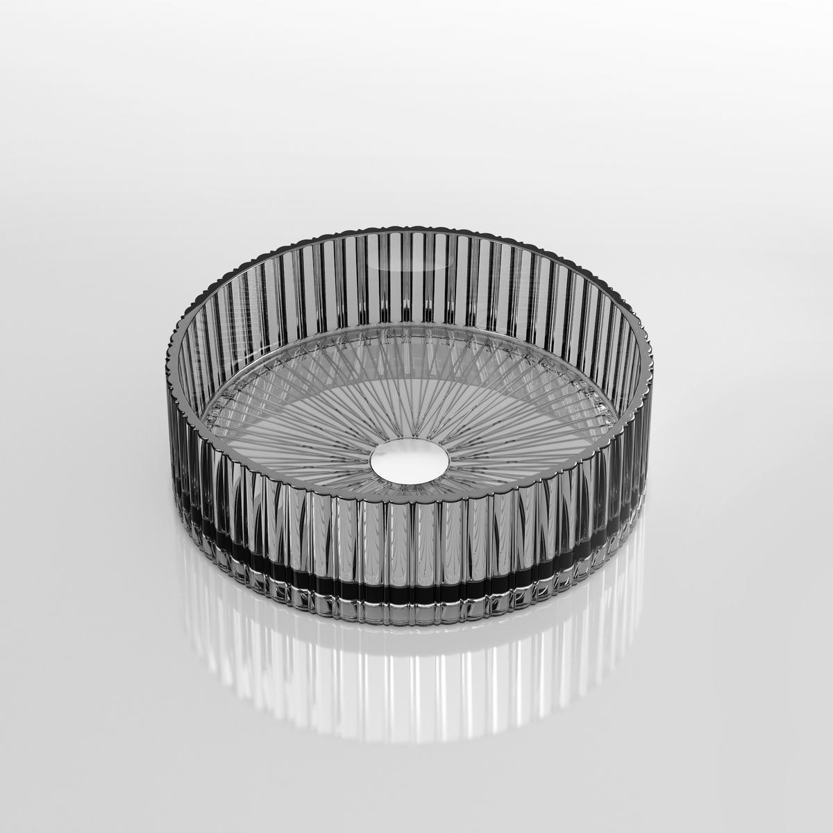 WASCHBECKEN Klarglasspüle Schwarz Ø40 / 12 cm - Schwarz, Glas (40/12/40cm) - EMKE