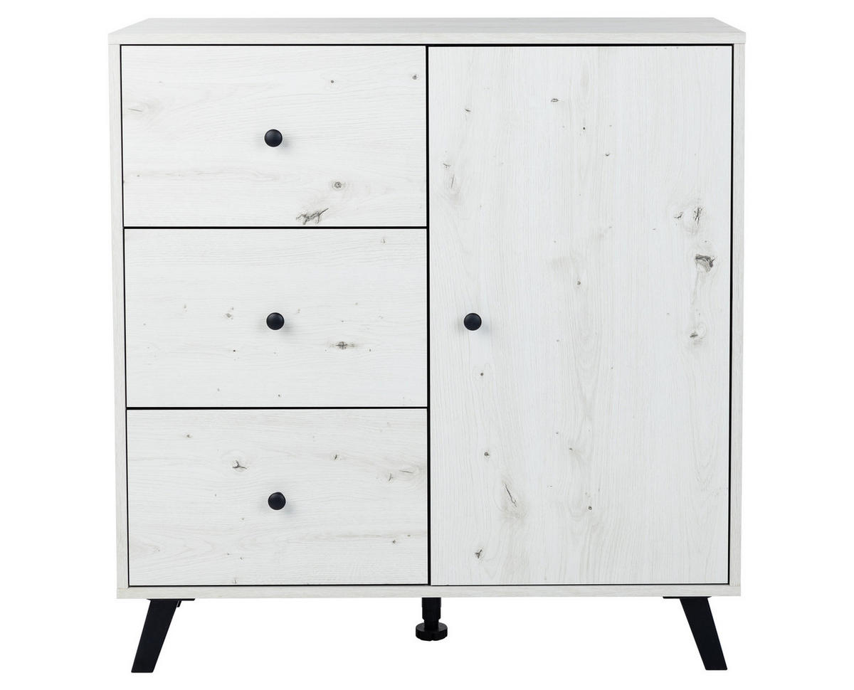 WICKELKOMMODE Lavea Landhausstil White Oak - Schwarz/Weiß, Holzwerkstoff/Kunststoff (88/100/75cm) - arthur berndt