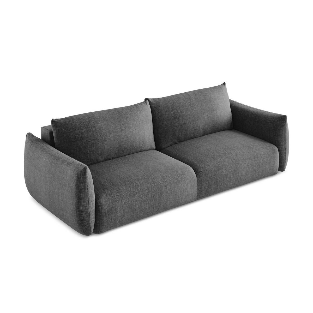 3-SITZER SOFA mit Schlaffunktion Strukturstoff Grau - Dunkelgrau/Schwarz, Holzwerkstoff/Kunststoff (230/90/105cm) - LaMiaSofa