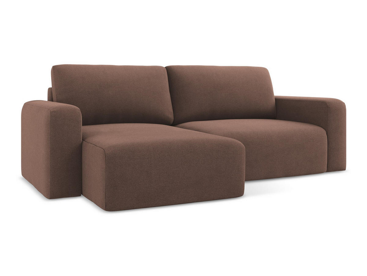 ECKSOFA mit Schlaffunktion links Strukturstoff Stoff Pink - Pink/Hellrosa, Kunststoff/Textil (149/244cm) - Makamii
