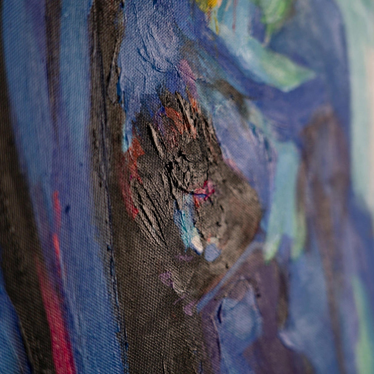 GEMÄLDE Vielfarbige Mähnen Schattenfugenrahmen Blau 140x100 cm - Blau, Holz (140/100cm) - YS-art gallery