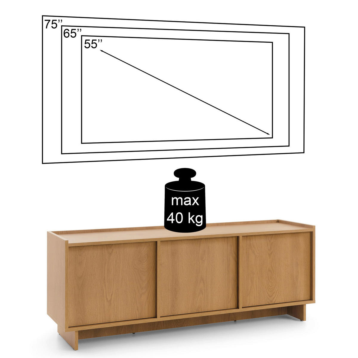 TV stolek Yasumi, dub, 147 cm - barva dubu, kompozitní dřevo (147/55/39cm) - Selsey