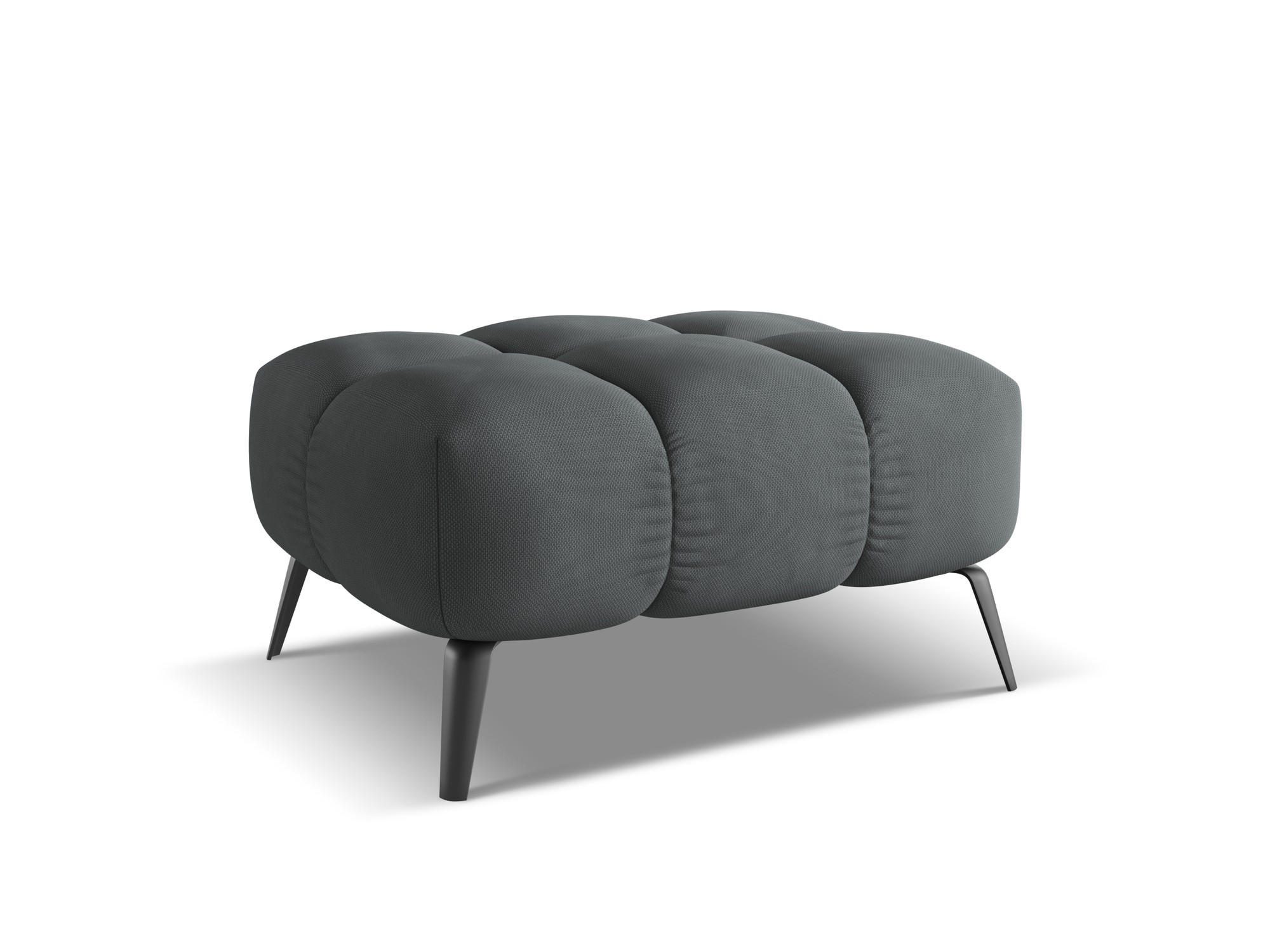POUF Chenille Stoff Grau - Schwarz/Graphitfarben, Textil/Metall (78/41/60cm) - Makamii