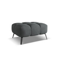 POUF Chenille Stoff Grau - Schwarz/Graphitfarben, Textil/Metall (78/41/60cm) - Makamii