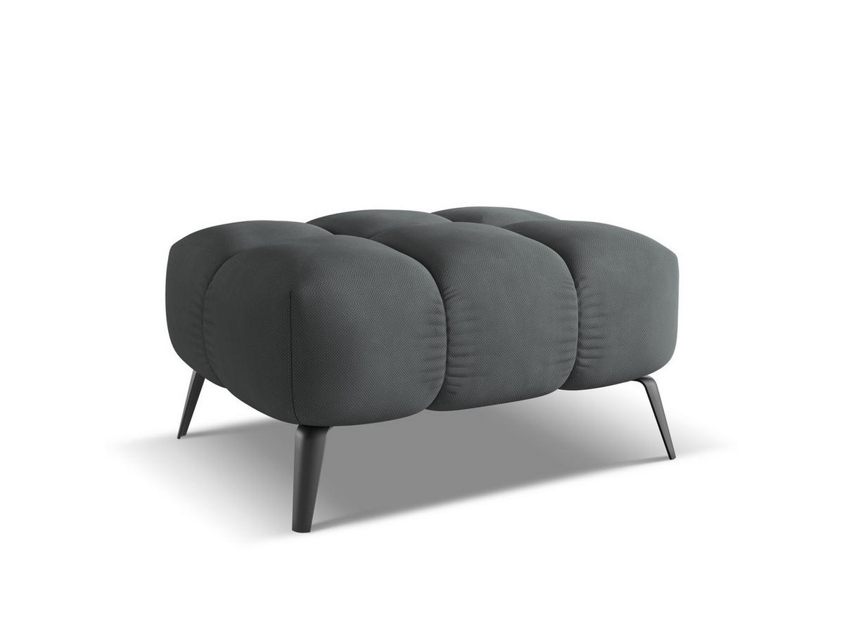POUF Chenille Stoff Grau - Schwarz/Graphitfarben, Textil/Metall (78/41/60cm) - Makamii