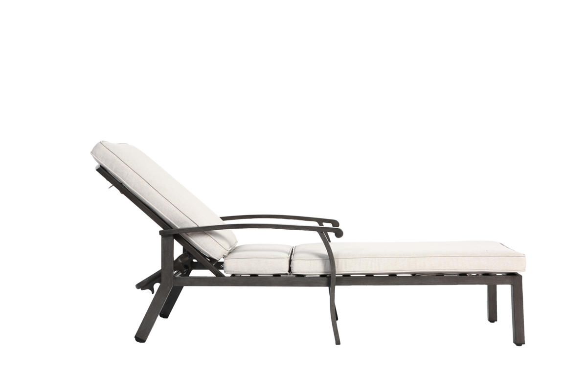 GARTENLIEGE Aluminium mit 5-fach verstellbarer Rückenlehne, Kissen 204/58/100 cm Beige - Beige, Metall (68/100/204cm) - Redom