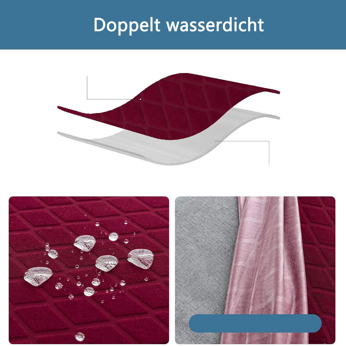 STUHLHUSSE Premium Wasserdicht Stretch Stuhlbezug Bordeauxrot 2 Stück - Weinrot, Textil (45/45cm) - Kaket