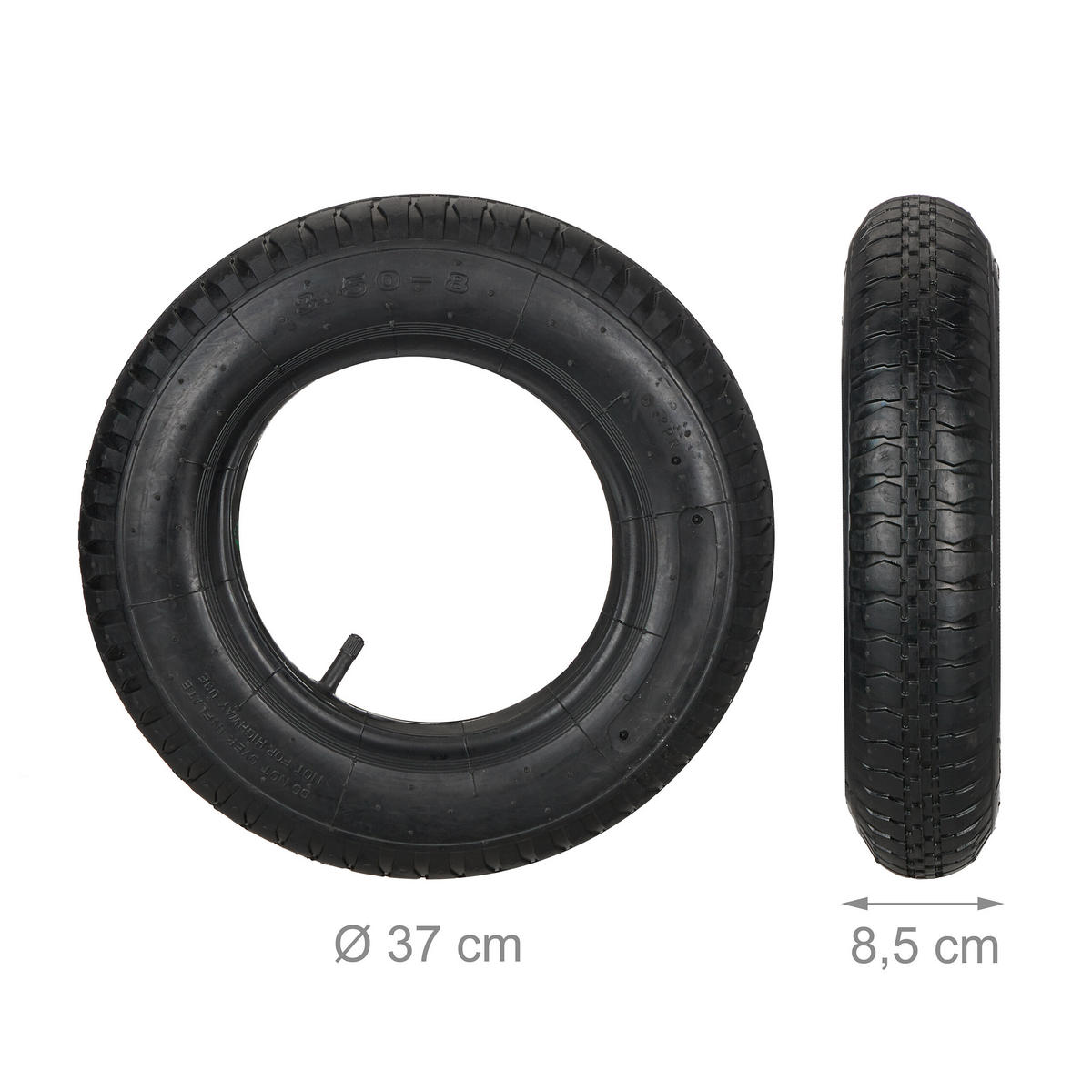 2xSCHUBKARRENRAD - Schwarz, Kunststoff (37/37/8.5cm) - Relaxdays