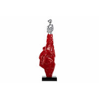 SKULPTUR Rot 24/88 cm - Rot/Silberfarben, Stein (5.85/88/24cm) - KUNSTLOFT