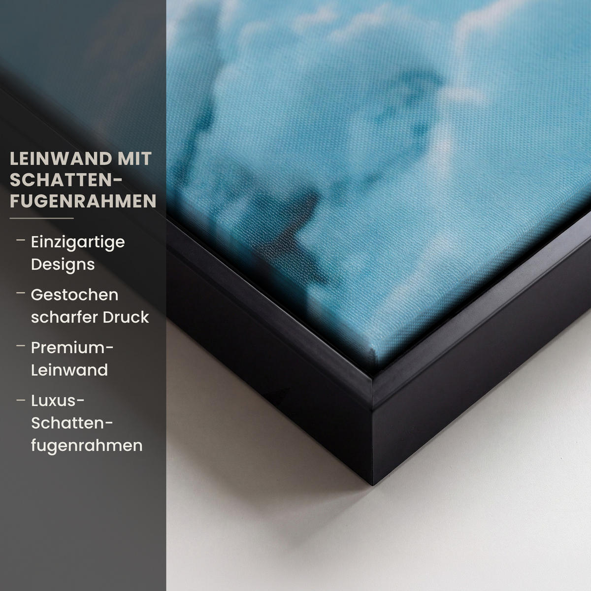 LEINWAND Bilder mit Rahmen - Winterlandschaft - Natur - Haus - Berge - Schnee - 100x150 - Hellblau, Textil (100/150cm) - MuchoWow