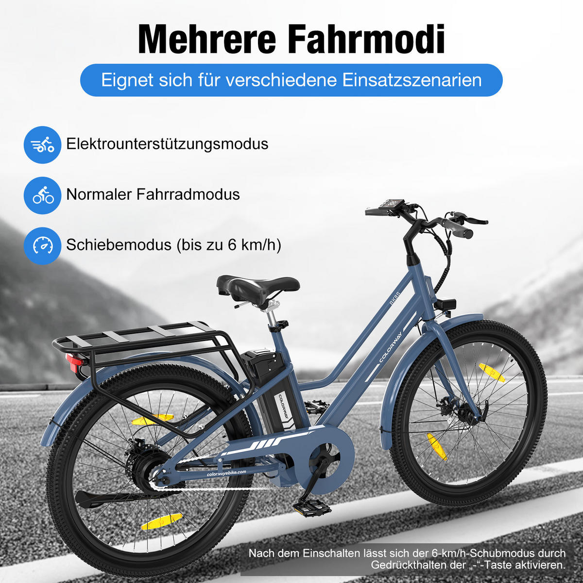 ELEKTROFAHRRAD BK8SL 27,5 Zoll mit LCD-Display ,maximale Reichweite 100 km - Blau, Metall (76cm) - COLORWAY
