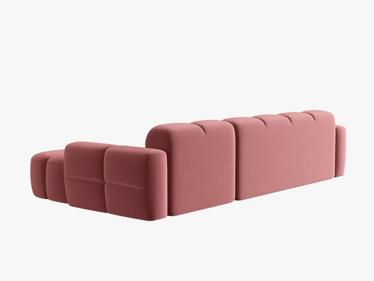 ECKSOFA rechts Lisa aus Samt lachs 4 Sitzplätze - Dunkelrosa, Textil (170/310cm) - Micadoni