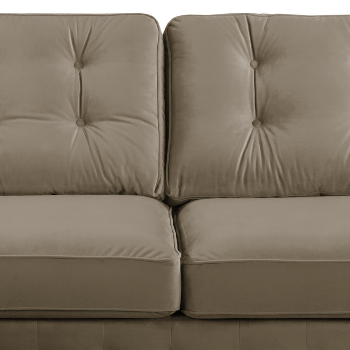 ECKSOFA mit Longchair - Samt - Cappuccino, Textil (302/166cm) - home24