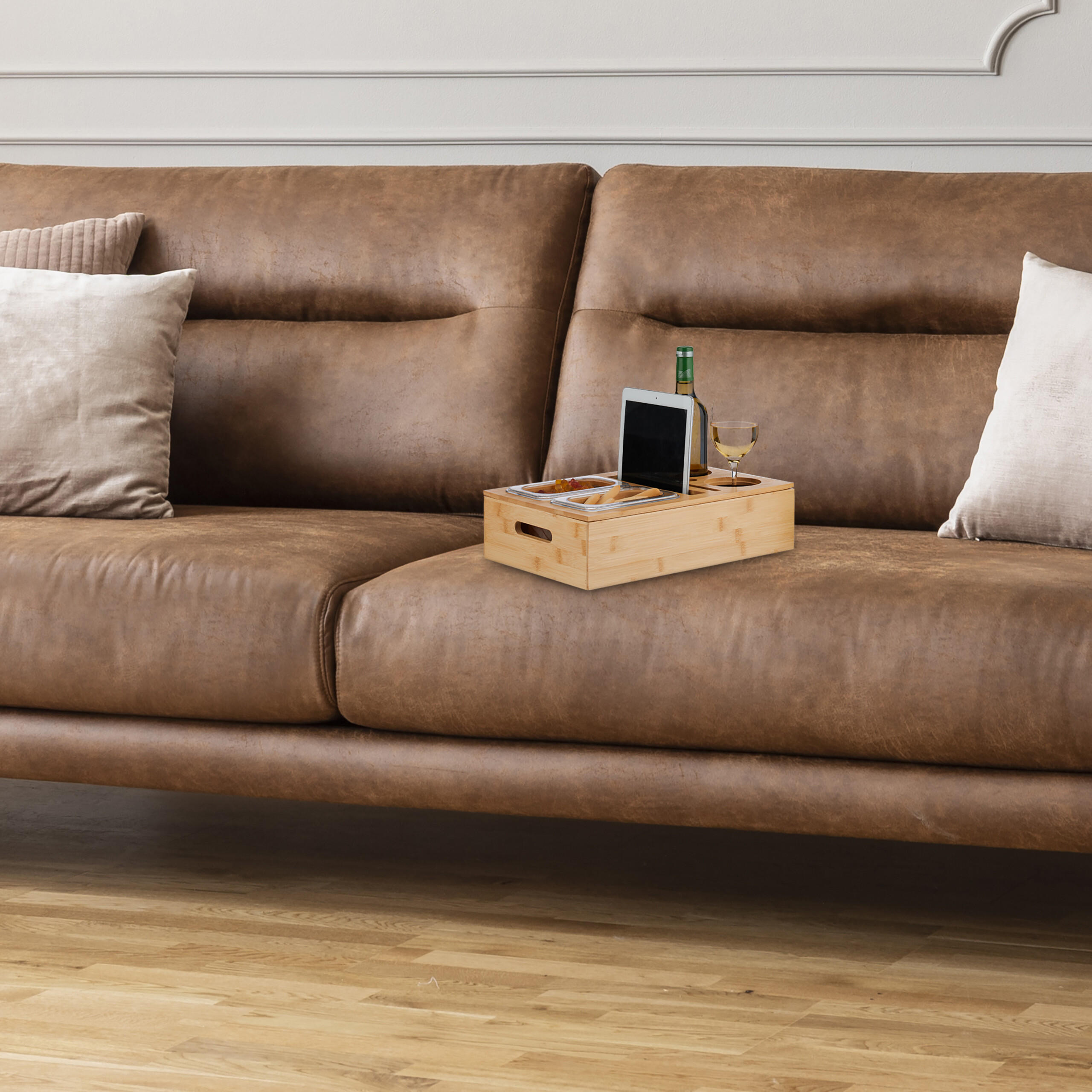 COUCHBAR - Hellbraun, Holz/Wellpappe (40/10.5/26cm) - Relaxdays