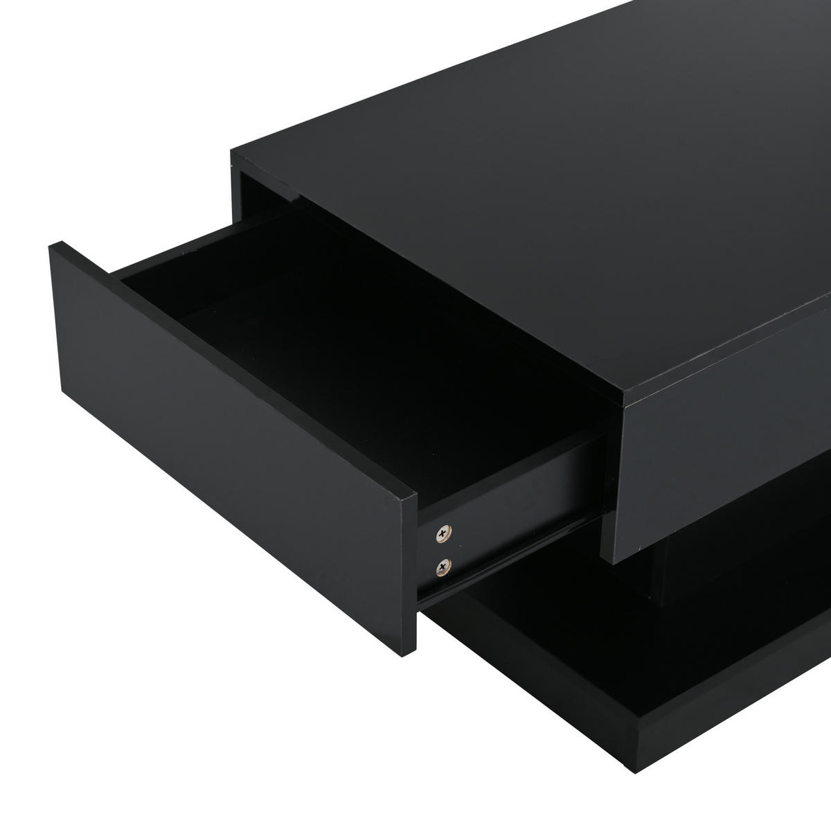 COUCHTISCH 100/50/45 cm Schwarz aus Spanplatte mit 2 Schubladen und LED-Lichtstreifen - Schwarz, Holzwerkstoff (100/50/45cm) - OKMYHOME