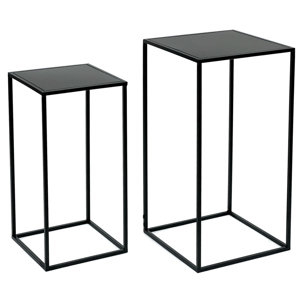 BLUMENHOCKER eckig 2er Set Metall Schwarz 50-60 cm - Schwarz, Metall (32/60/32cm) - DanDiBo