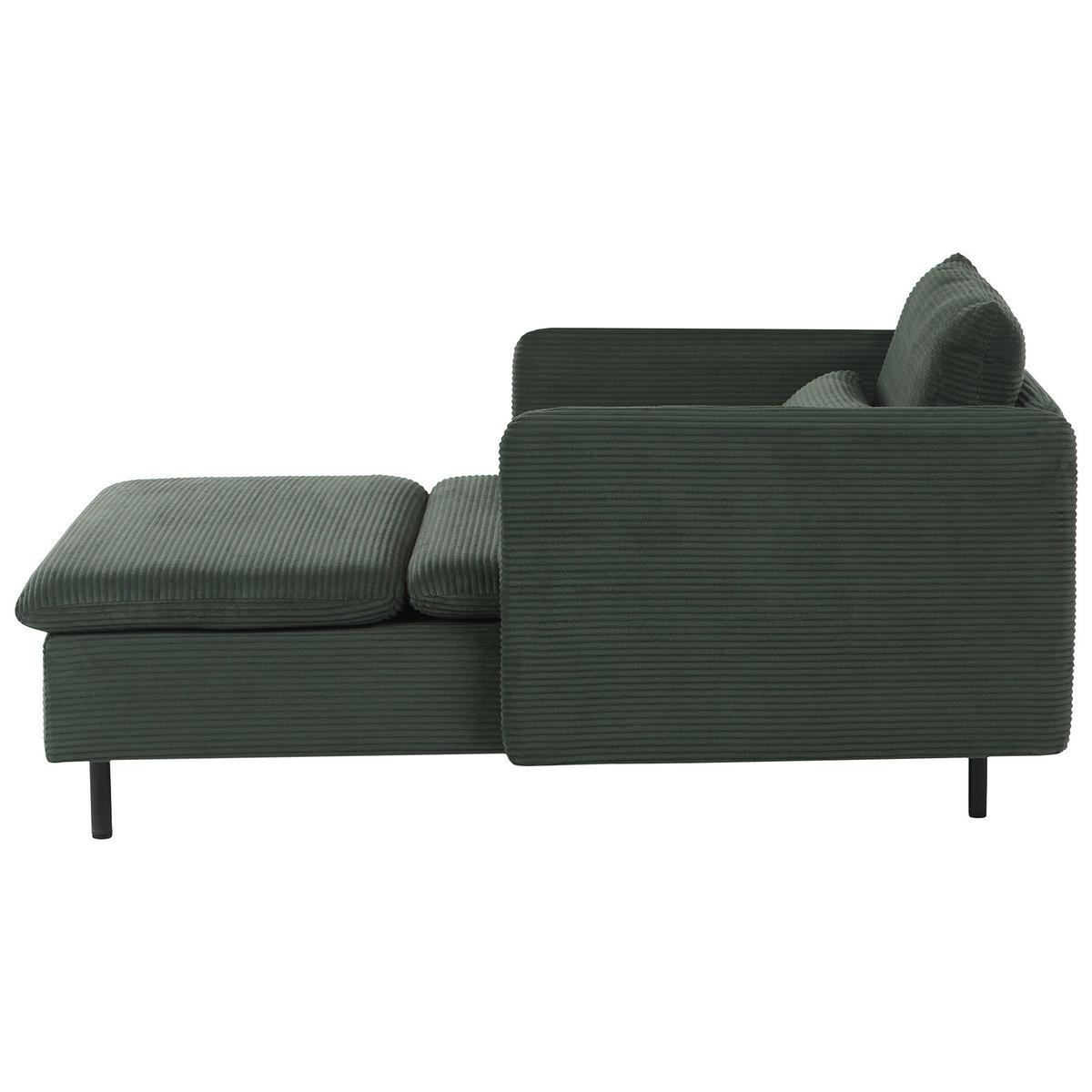 ČALOUNĚNÉ LEHÁTKO CHAISE LONGUE Manšestr Tmavě zelené Egeris - tmavě zelená/zelená barva, textil (87/80/149cm) - Beliani