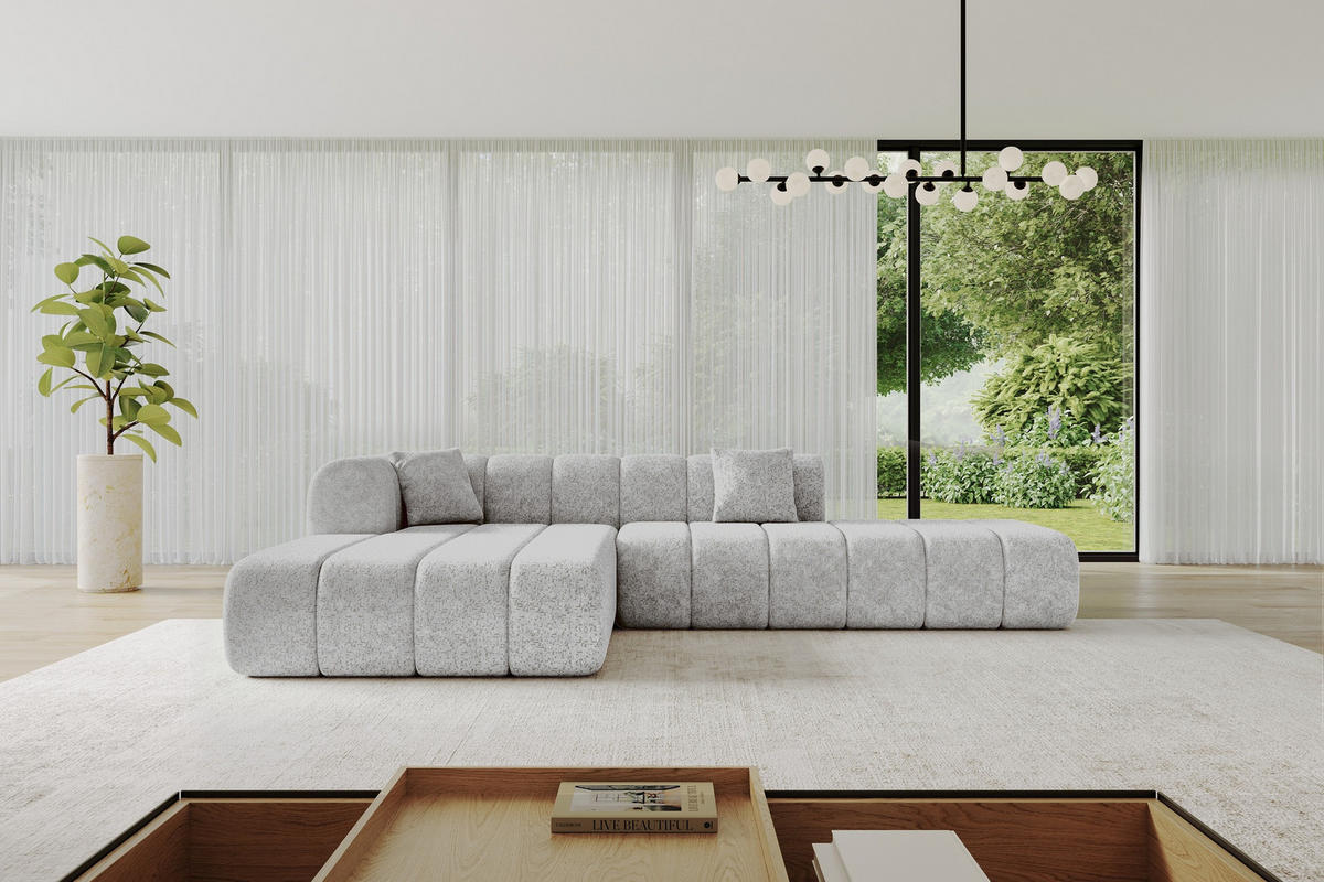 ROHOVÁ SEDAČKA s otomanem, levá BILA-L 289x176x71 Šedá Žinylka - šedá/černá, kompozitní dřevo/textil (176/289cm) - ALTDECOR