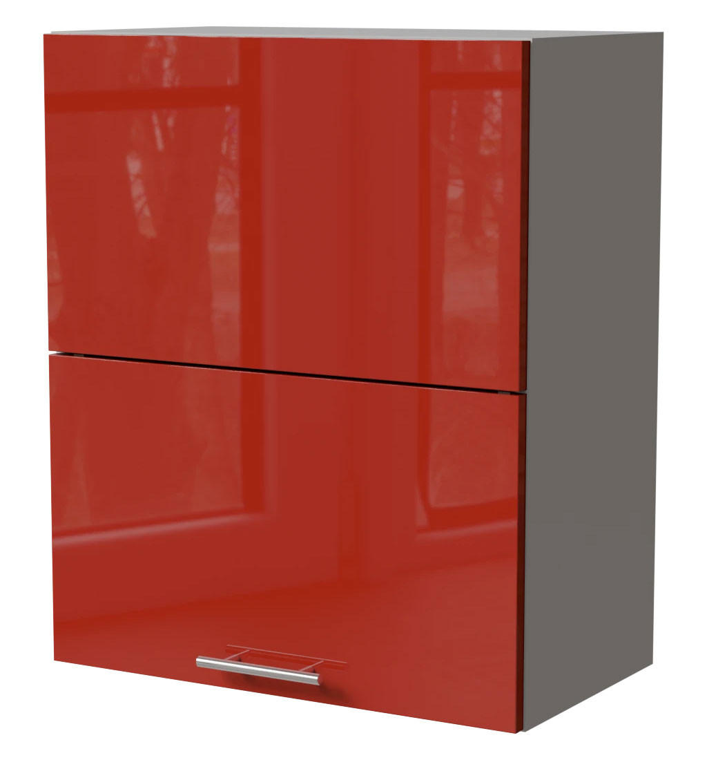 KLAPPHÄNGESCHRANK Brerra W8B/60-AV Grau / RAL 3002 karminrot Hochglanz 60 / 32,5 / 72cm - Rot/Grau, Holz/Holzwerkstoff (60/72/32.5cm) - Feldmann-Wohnen