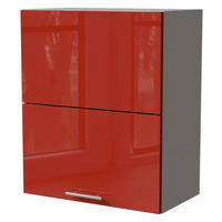 KLAPPHÄNGESCHRANK Brerra W8B/60-AV Grau / RAL 3002 karminrot Hochglanz 60 / 32,5 / 72cm - Rot/Grau, Holz/Holzwerkstoff (60/72/32.5cm) - Feldmann-Wohnen