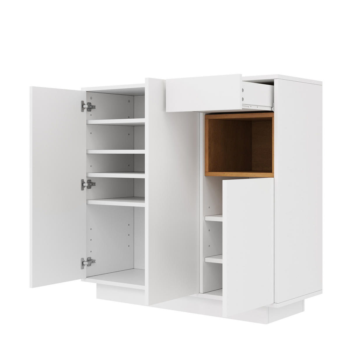 SCHUHSCHRANK 105/39,5/100,5 cm in Weiß/Natur mit LED-Beleuchtung und Schublade - Naturfarben, Holzwerkstoff (105/100/39cm) - Flora Grace