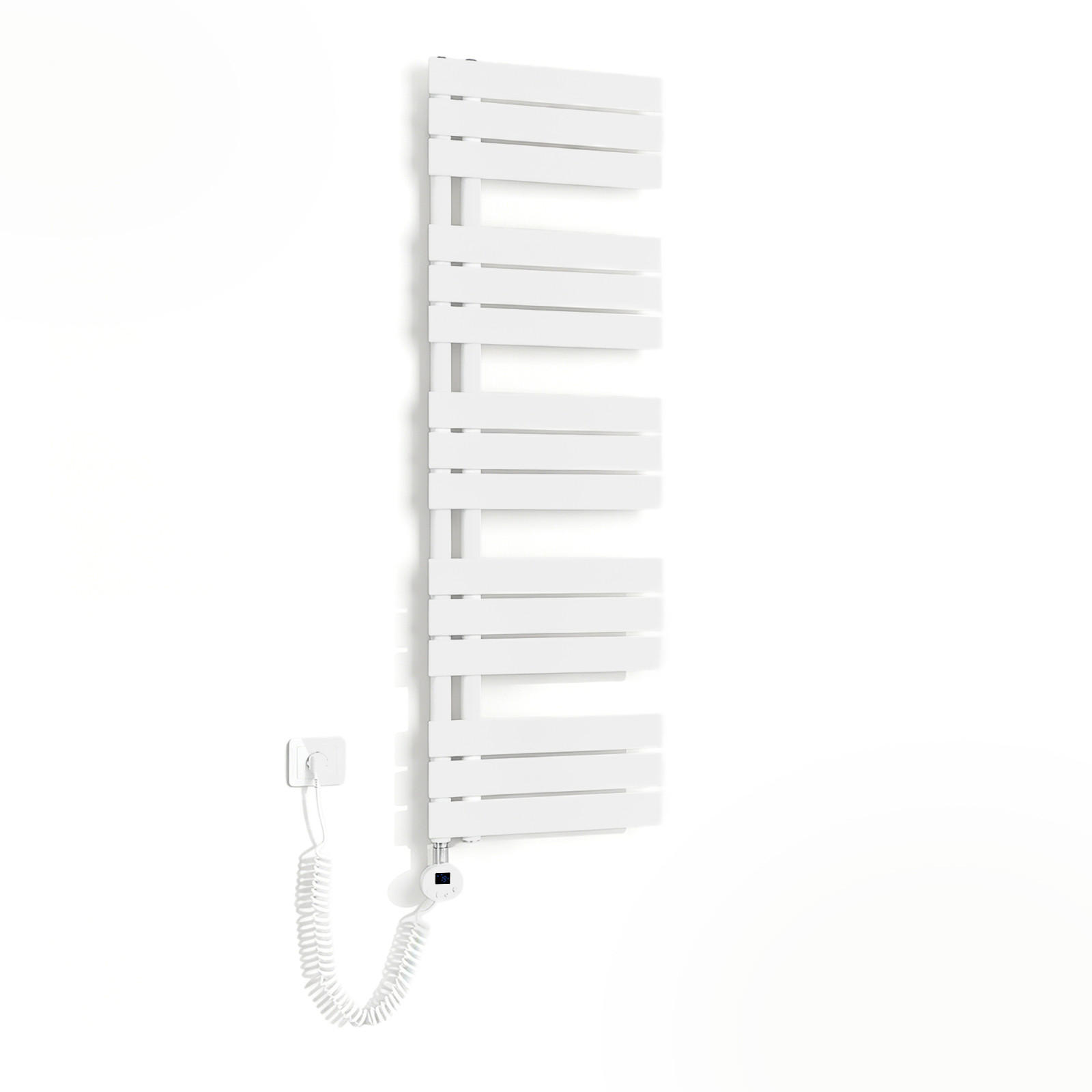 HANDTUCHHEIZKÖRPER 132/40 cm weiß elektrisch 600 W mit WLAN-Thermostat - Weiß, Metall (40/132/5.9cm) - S'AFIELINA