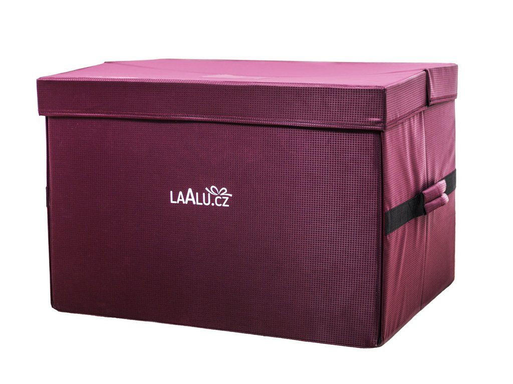 AUFBEWAHRUNGSBOX Premium für Christbaumkugeln, 96 Kugeln, verstellbare Fächer, Stoff - Schwarz/Dunkelrot, Textil/Metall (65/46/44cm) - LAALU