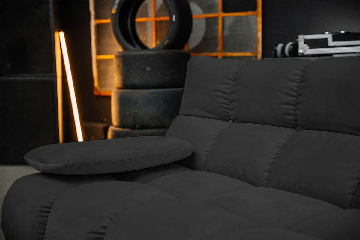 SITZGRUPPE VIVIEN 3ER SET Schwarz Velvet - Schwarz, Kunststoff/Textil (510/85/359cm) - KAWOLA