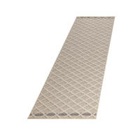 TEPPICH Outdoor Flachgewebe Rauten-Muster Polypropylen Balkon Beige Läufer 80x250 - Beige, Textil (80/250cm) - KADIMA DESIGN