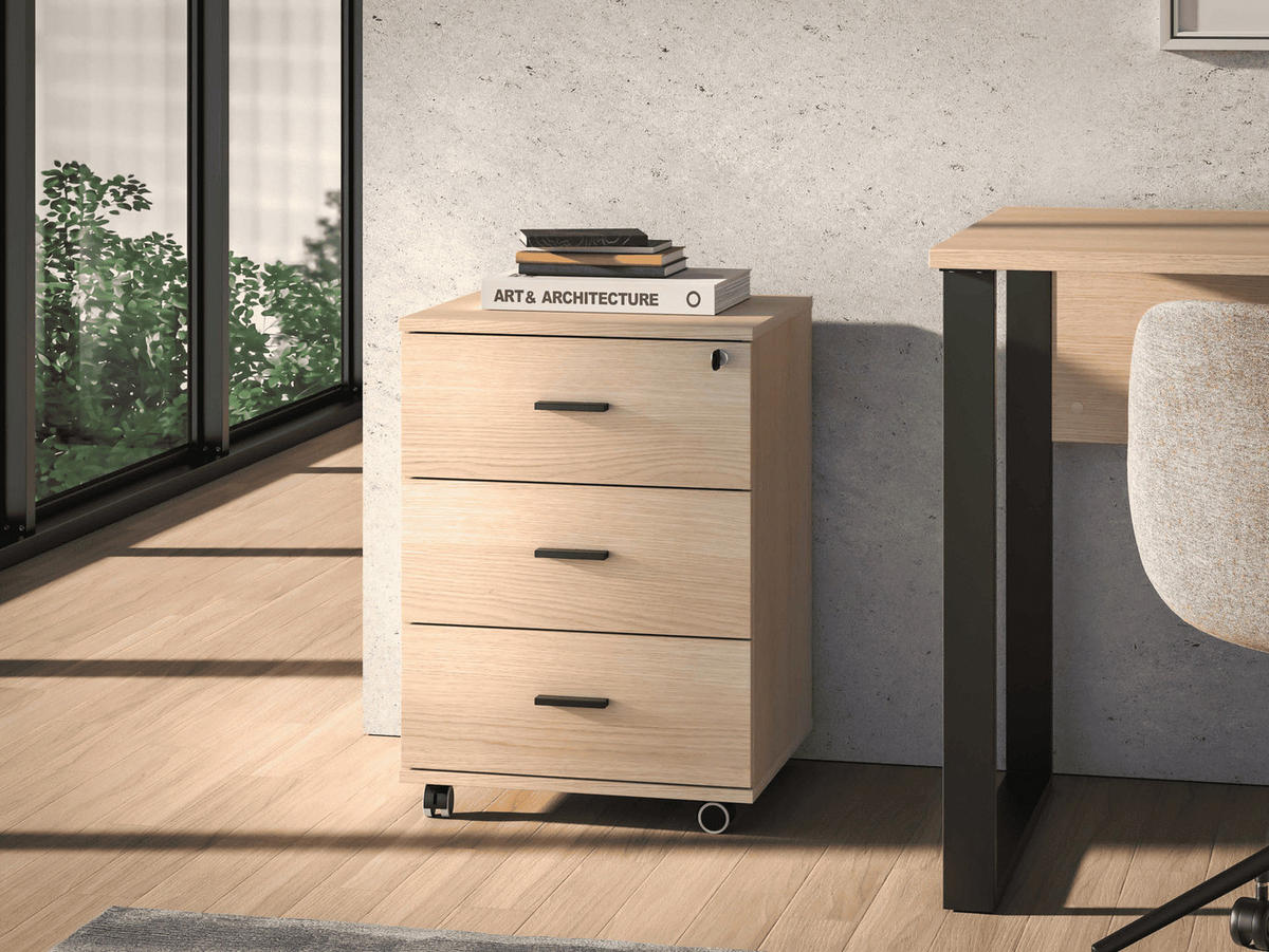ROLLCONTAINER 46 cm Odelis – Schwarz - Schwarz, Holzwerkstoff (46/64/41cm) - hi-markt