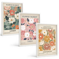 BILDER SET 3er Set - 40x60 cm Weißer Rahmen - Blumenmuster London Tokio Amsterdam - Weiß, Kunststoff (40/60cm) - TULUP