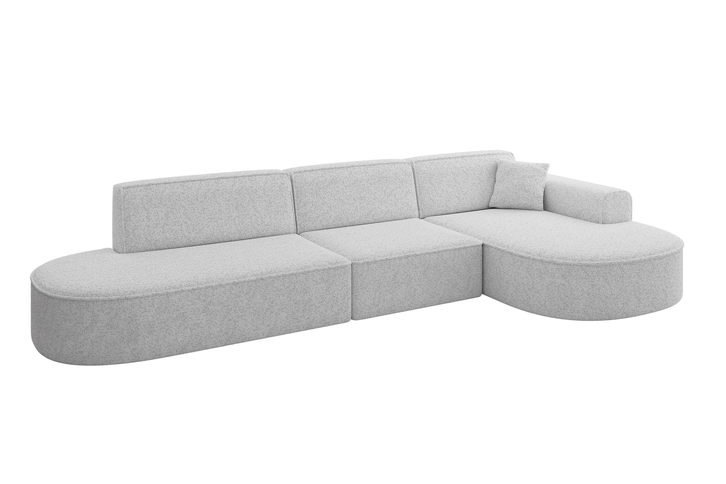 ALTDECOR ROHOVÁ SEDACÍ SOUPRAVA s otomanem vpravo MARI-L2 – 328 × 171 × 79 cm šedá látka