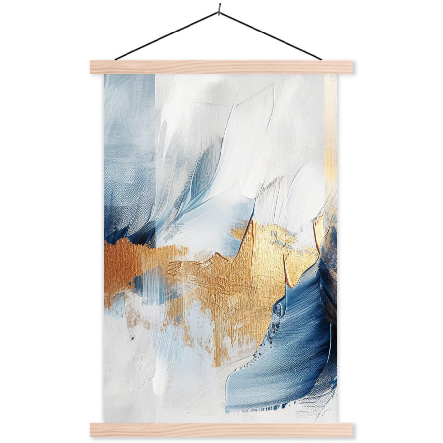 POSTER Gold - Blau - Aquarell - Kunst - Modern 60x90 cm - Hellblau, Textil (60/90/0.15cm) - MuchoWow