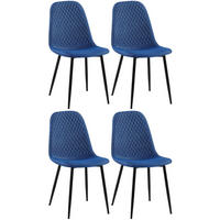 STUHL 4er Set Stoff Blau - Blau/Schwarz, Textil/Metall (44/88/54cm) - CLP