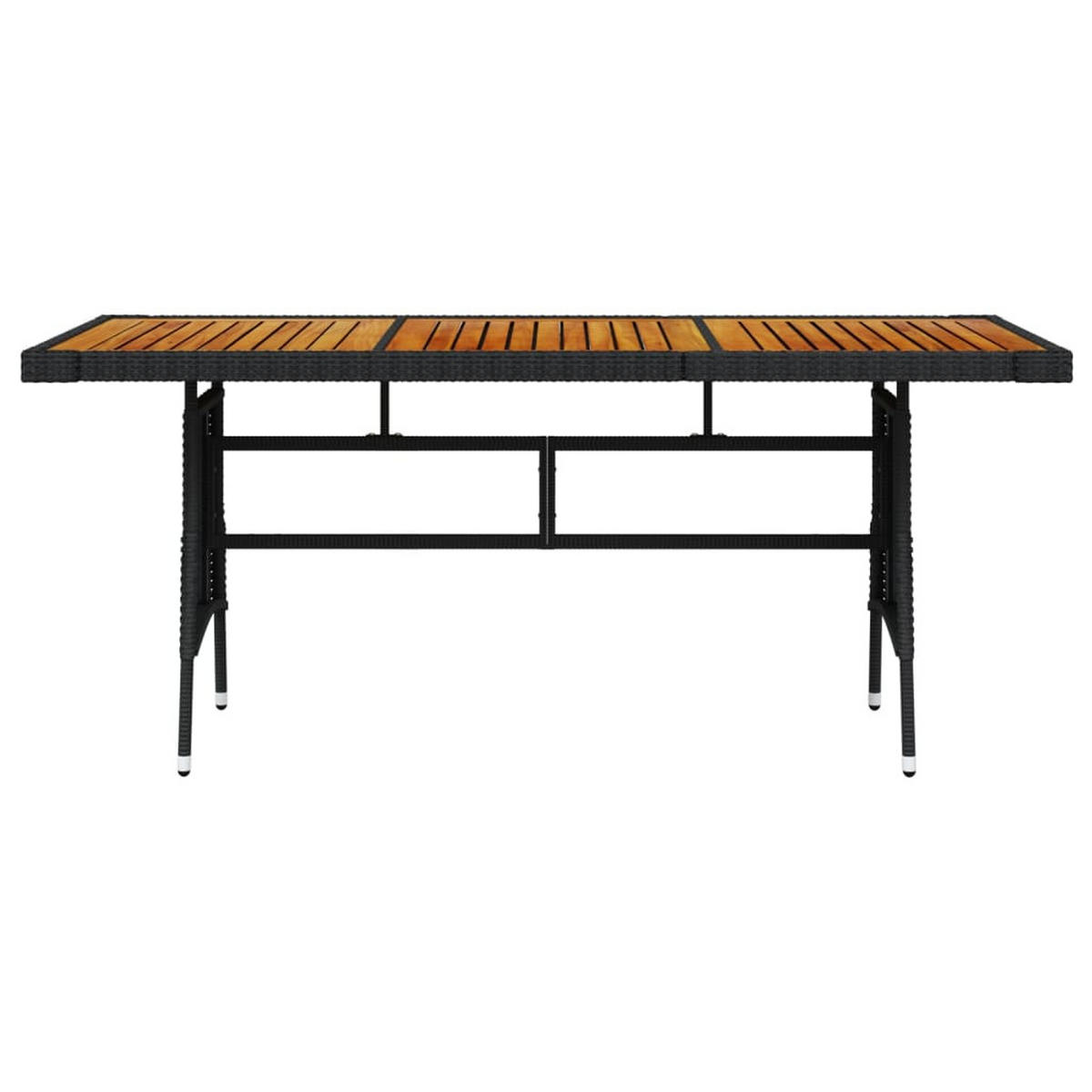 GARTENTISCH Schwarz 160/70/72Cm Poly Rattan & Massivholz Akazie - Schwarz, Kunststoff (160/70/72cm) - vidaXL