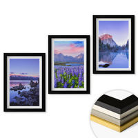 WANDBILDER 3er-Set - 20x30 cm Schwarzer Rahmen - Berglandschaften mit Wasser und Himmel - Schwarz, Kunststoff (20/30cm) - ArtPrintCave