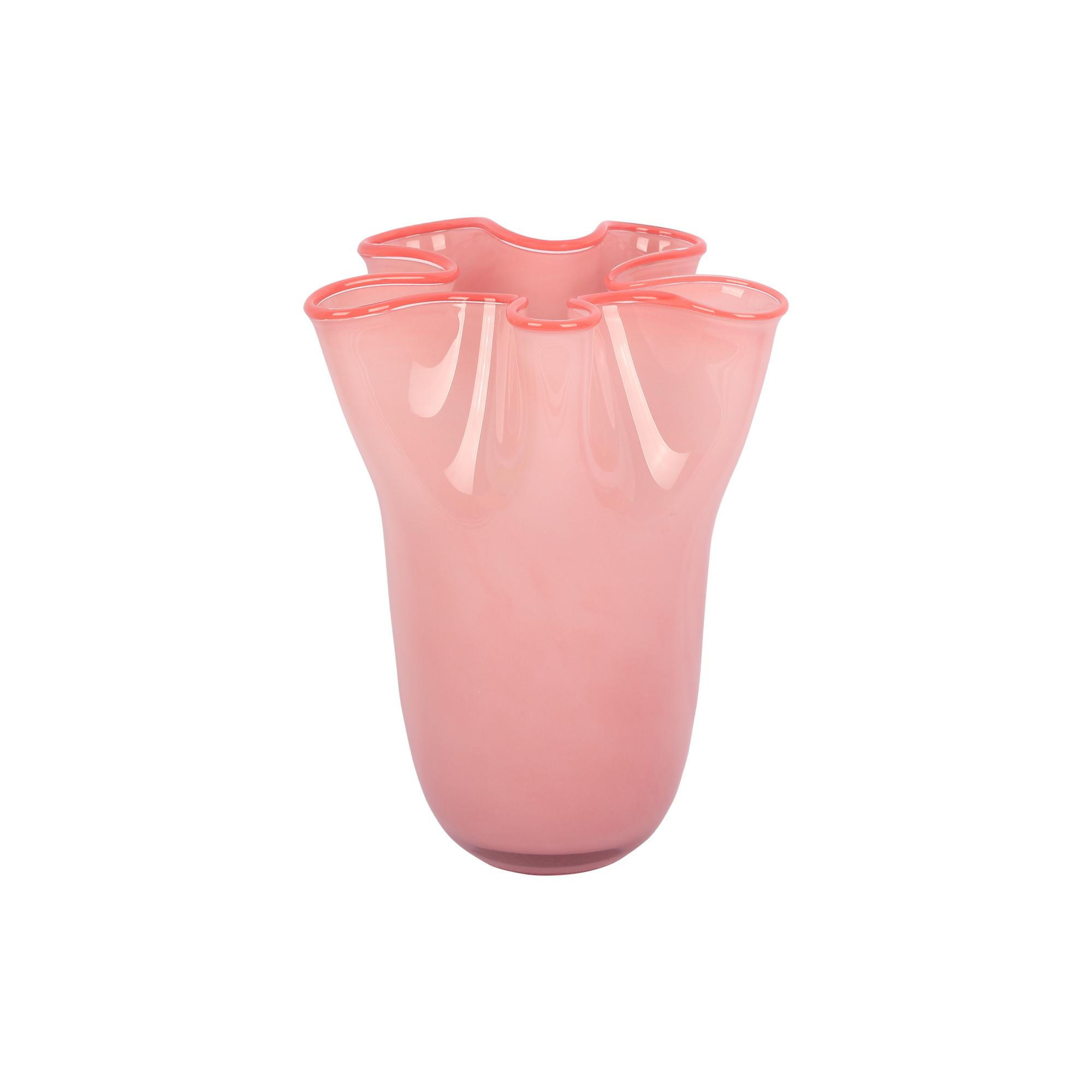 VASE Ruffles Groot Rosa 23/23/31.5 cm - Pink, Glas (31.5cm) - Present Time