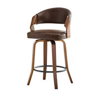 2ER-SET BARHOCKER mit Rückenlehne Braun Holz PU-Leder 95 cm - Braun, Holz (42/95/51cm) - Meubliv