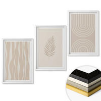 WANDBILDER 3er-Set - 40x60 cm Weißer Rahmen - Beige Pflanzenmuster - Weiß, Kunststoff (40/60cm) - ArtPrintCave