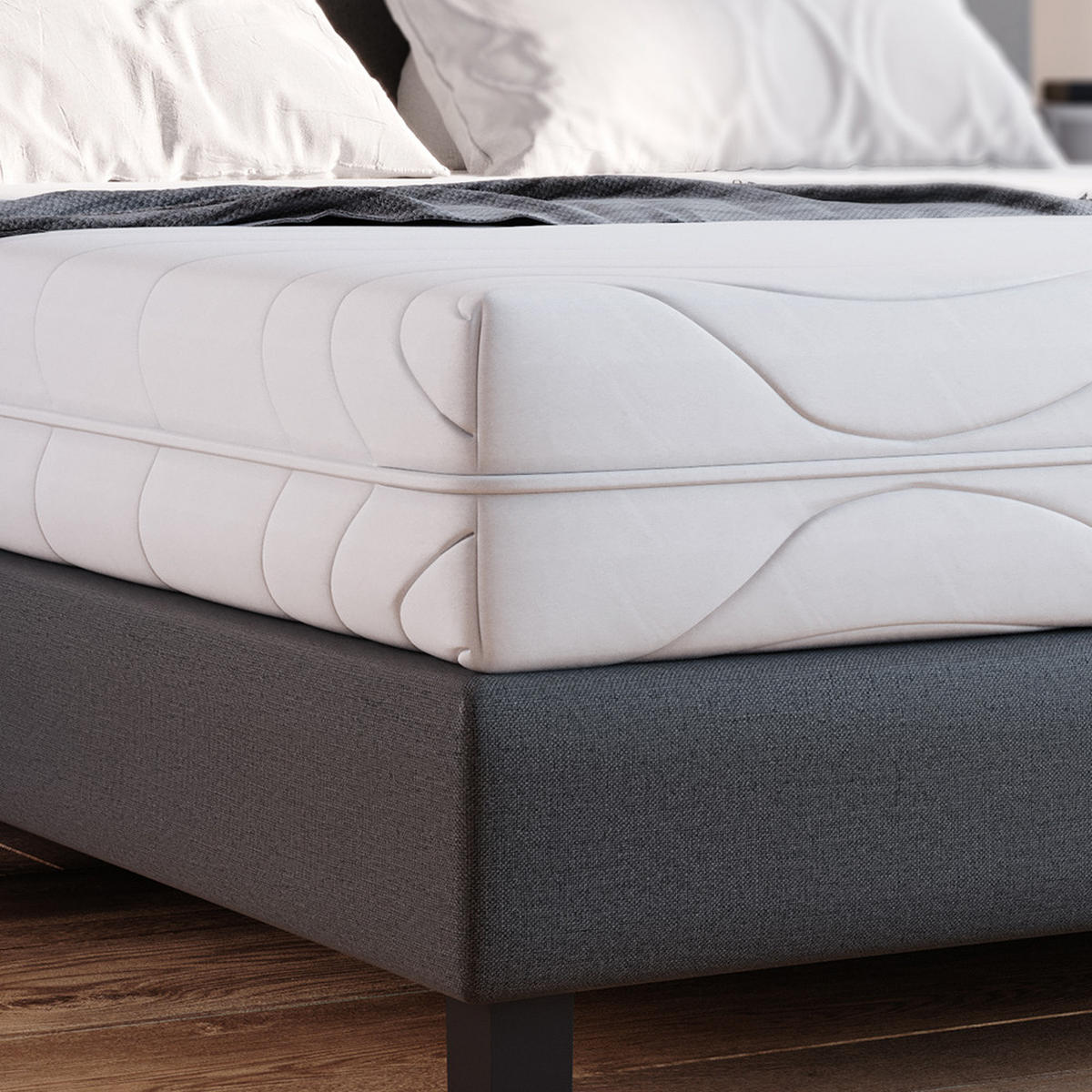 KALTSCHAUMMATRATZE Weiß 180 x 200 cm 20cm Höhe - Weiß, Textil - VitaliSpa