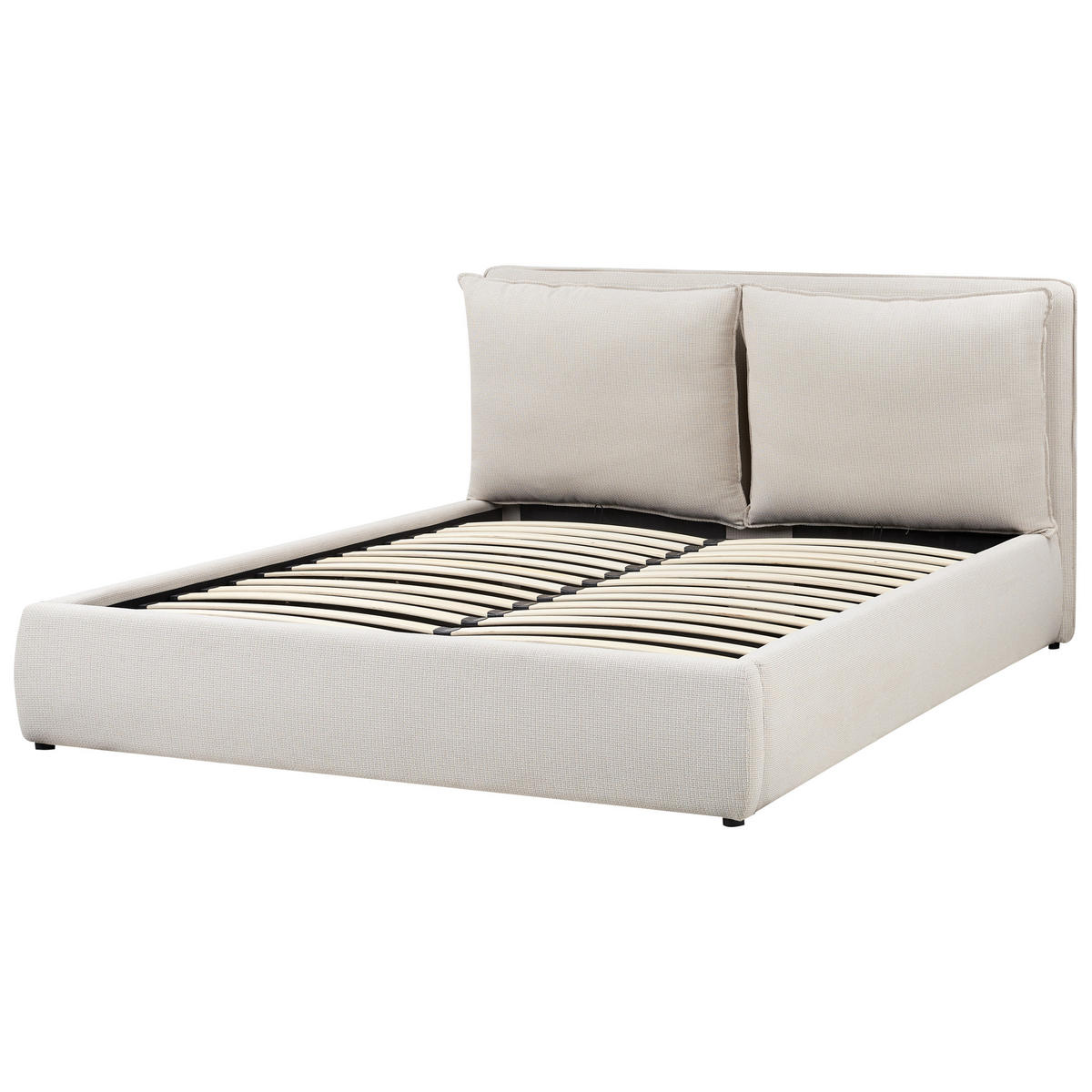 BETT mit Stauraum 160x200 cm Beige Bajonna - Beige, Textil (160/200cm) - Beliani