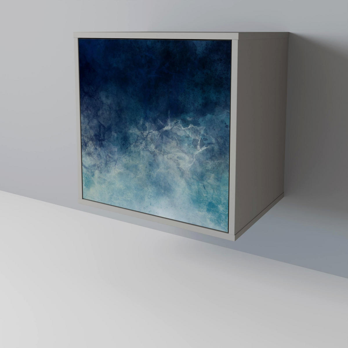 SIDEBOARD CELESTIAL FALL, Grau, 57,5x42x70,5 cm, Schwarze Metall-Sternfüße - Multicolor/Schwarz, Holzwerkstoff/Metall (57.5/70.5/42cm) - SpaceRebels