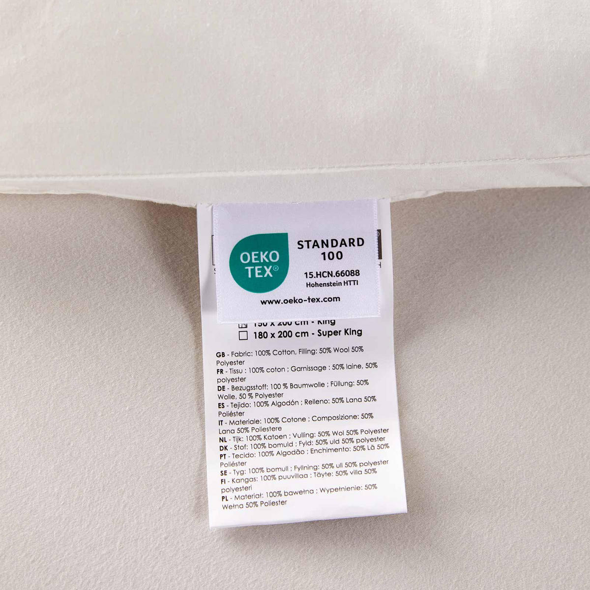 MATRATZENTOPPER 160/200 cm, Schurwolle & Funktionsfaser - Weiß, Textil (160/200cm) - Homescapes