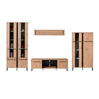 WOHNWAND 339/193/42 cm in Eiche Schwarz - Braun, Holz (339/193/42cm) - Homestyle4u