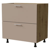 SCHUBLADENUNTERSCHRANK Brerra D2A/80/1A Korpus eiche artisan / Front RAL 1019 graubeige Matt 80 / 50 / 82 cm - Graubraun/Eiche Artisan, Holz/Holzwerkstoff (80/82/50cm) - Feldmann-Wohnen
