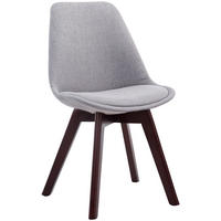 STUHL Stoff grau - Walnussfarben/Grau, Holz/Textil (48/84/55cm) - CLP