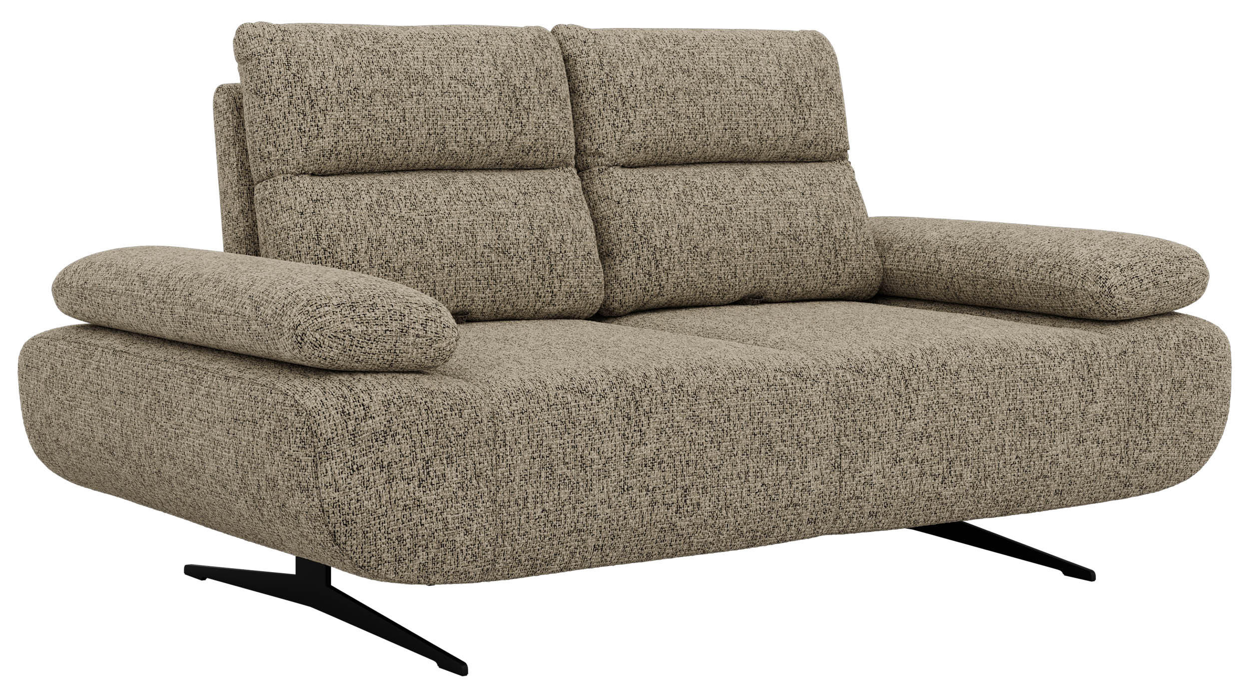 DVOUMÍSTNÁ POHOVKA SORAE - Taupe Strukturovaná látka - černá/šedohnědá, kov/textil (182/94/107cm) - MKS