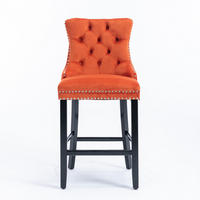 BARHOCKER mit hoher Rückenlehne Samt Orange 2er-Set - Orange, Holz (50/103/60cm) - Meubliv