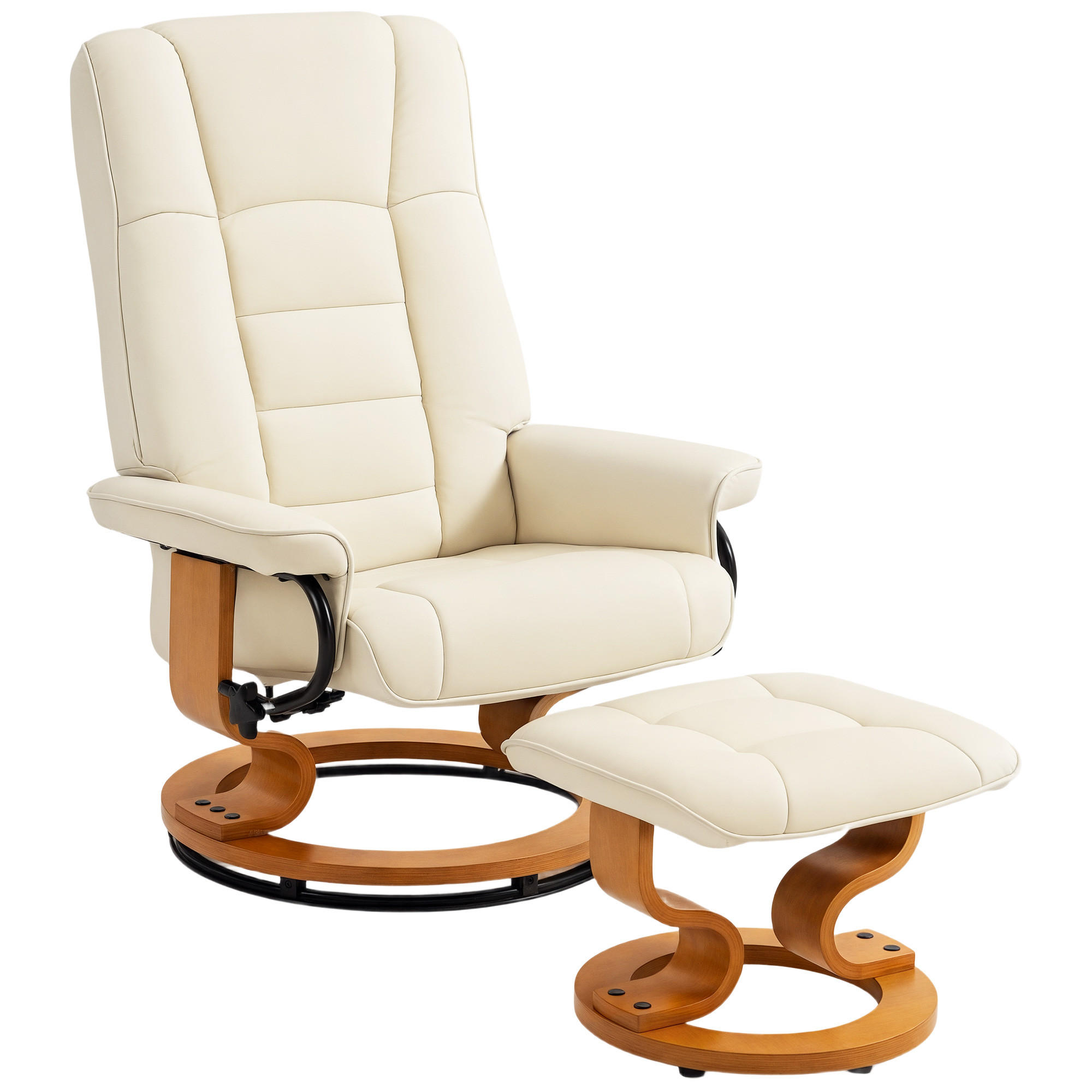 RELAXSESSEL DE-17407 130° neigbar, 360° drehbar mit Fußstütze Creme - Creme, Holz (85/104/76cm) - ComfortXL
